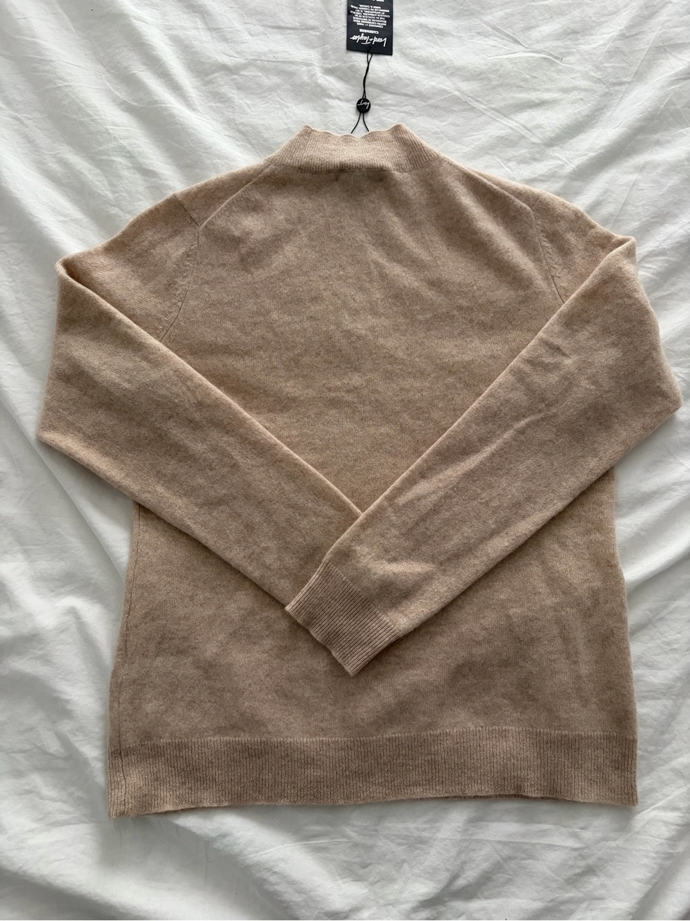 Lord & Taylor Women's Beige Quiet Luxury Lightweight Cowlneck Cashmere Sweater - Picture 6 of 8